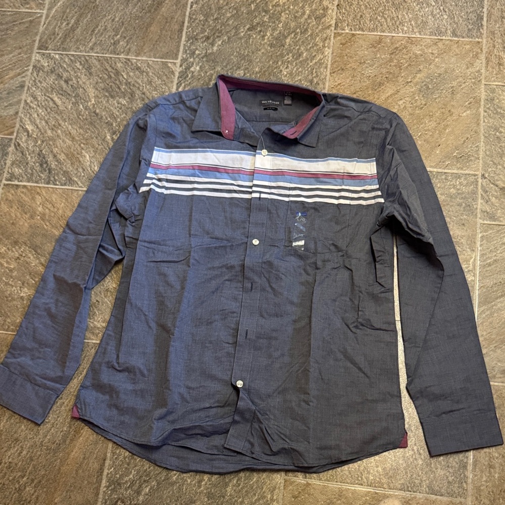 Van Heusen Men's Gray Shirt with Stripes